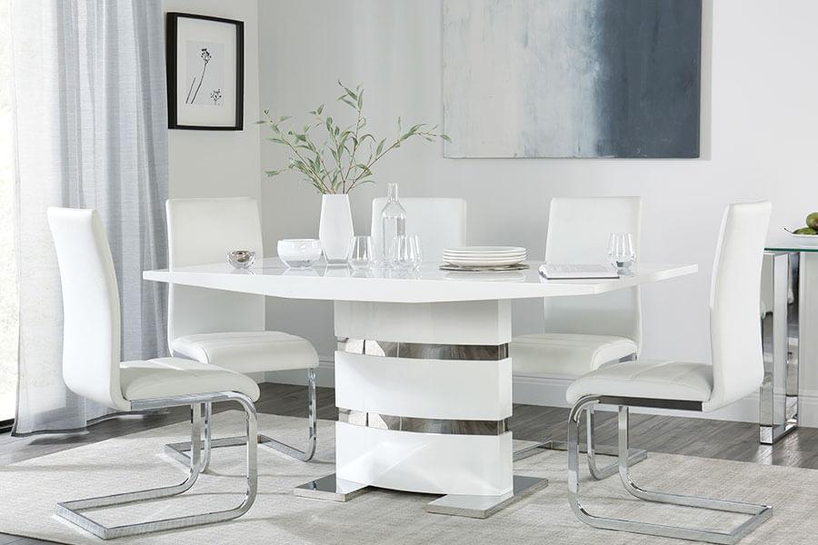 Venta White Dining Table 6 Chairs, Dining Room Table With 6 Chairs White