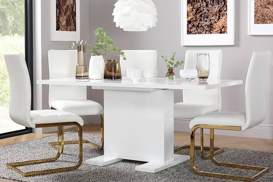 Gold Dining Sets Tables, White And Gold Dining Room Table Set