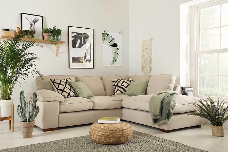 Feifeiyo 1x Fabric 4 Seater Sofa Corner Sofa with a Stool Type A 
